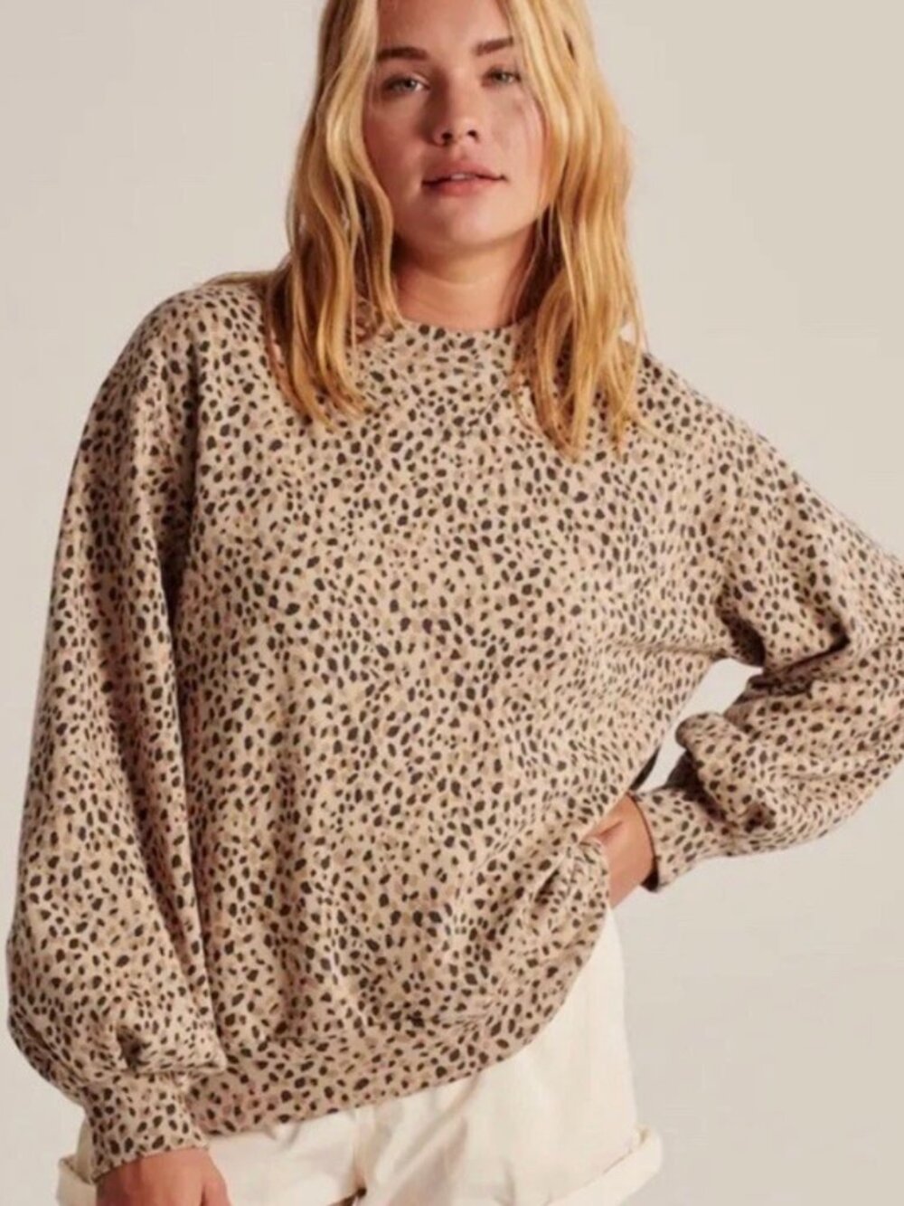 Abercrombie & Fitch Soft AF Cheetah Print Pullover